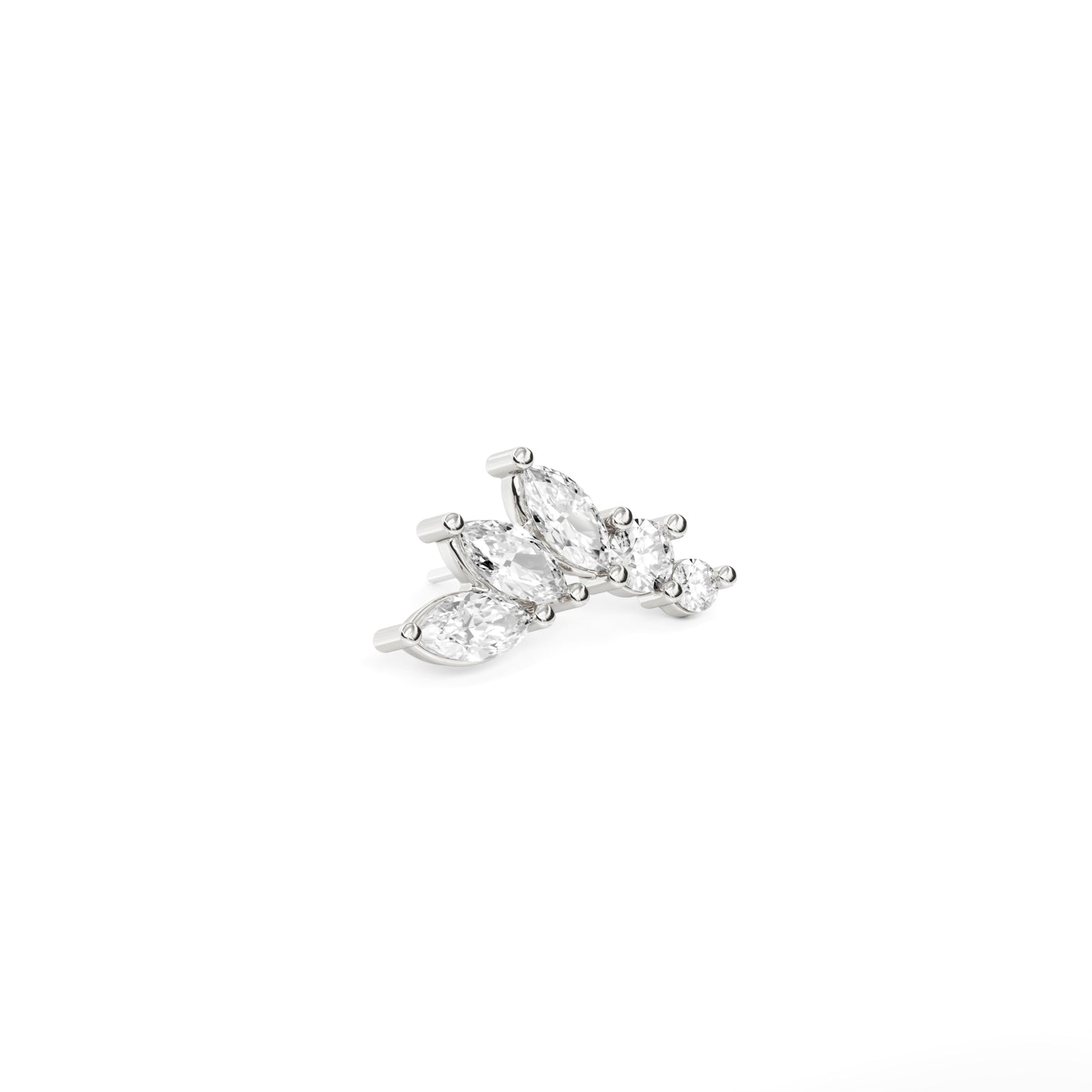 14K Gold Marquise and Round Diamond Curved Threadless End