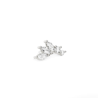 14K Gold Marquise and Round Diamond Curved Threadless End