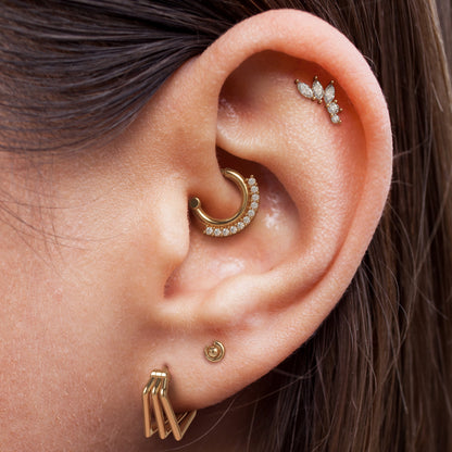 14K Gold Marquise and Round Diamond Curved Threadless End