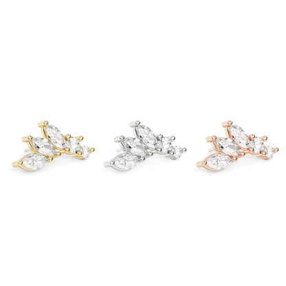 14K Gold Marquise and Round Diamond Curved Threadless End