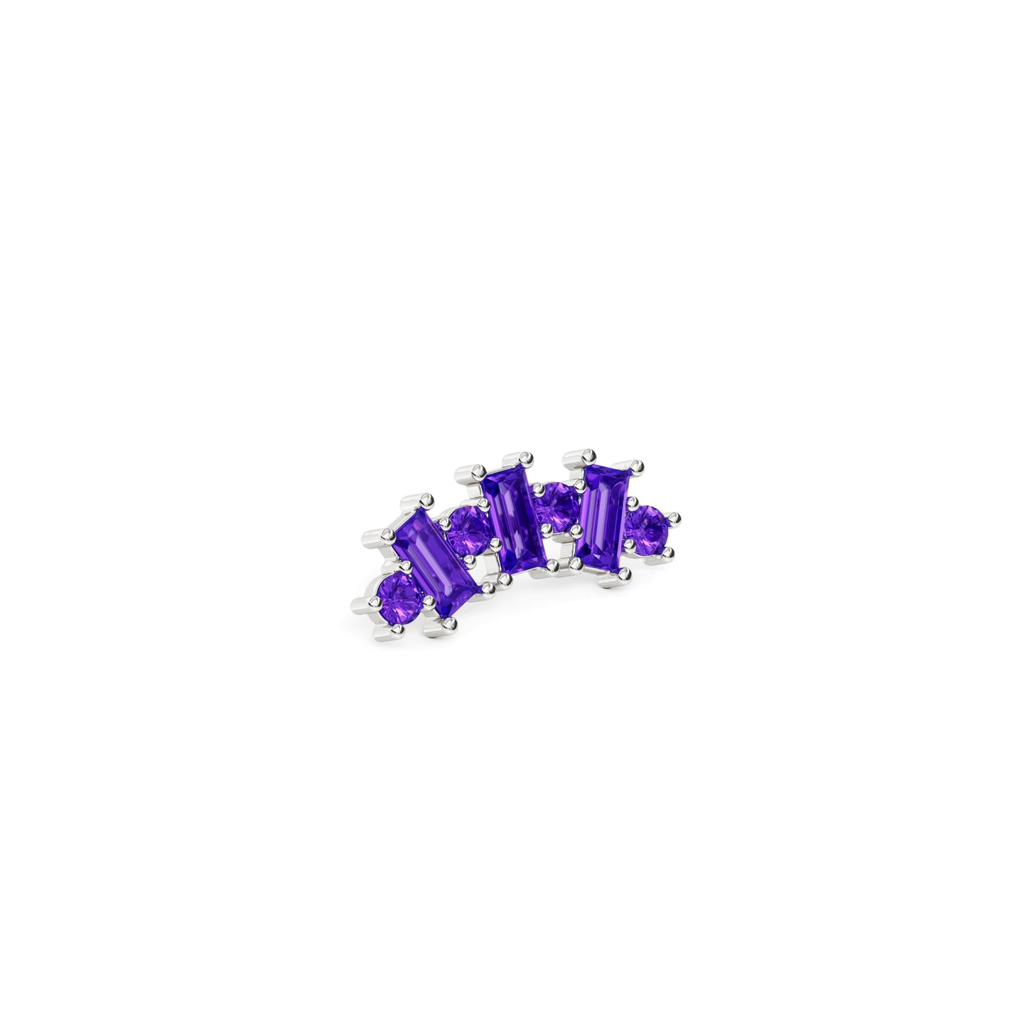 14K Gold Round and Baguette Amethyst Curved Threadless End