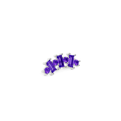 14K Gold Round and Baguette Amethyst Curved Threadless End