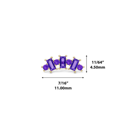 14K Gold Round and Baguette Amethyst Curved Threadless End