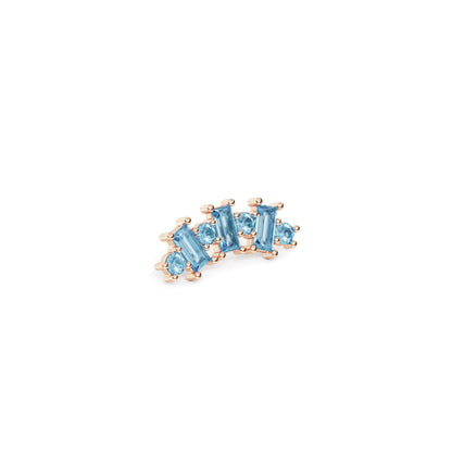 14K Gold Round and Baguette Blue Topaz Curved Threadless End
