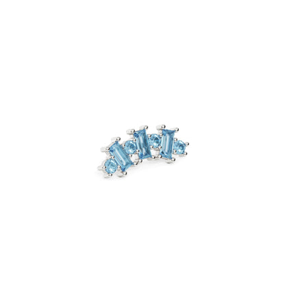 14K Gold Round and Baguette Blue Topaz Curved Threadless End