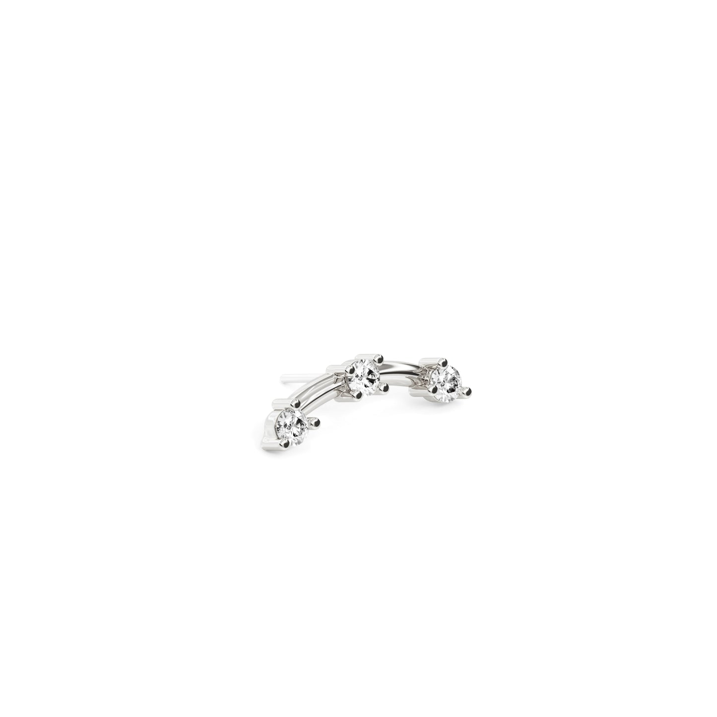 14K Gold Trio Round Diamond Curved Threadless End