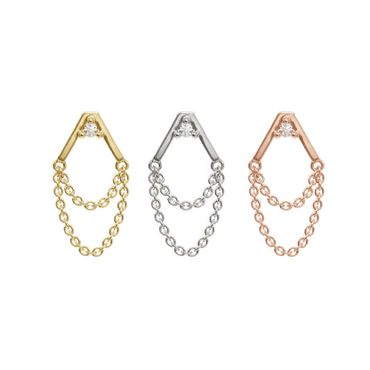 14K Gold Diamond Apex Chain Threadless End