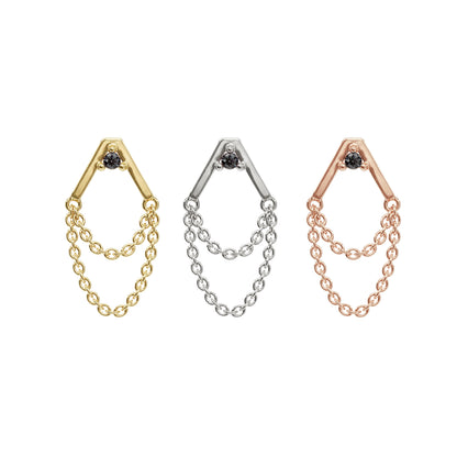 14K Gold Black Diamond Apex Chain Threadless End