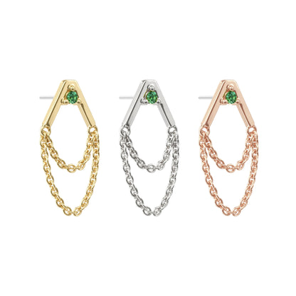 14K Gold Emerald Apex Chain Threadless End