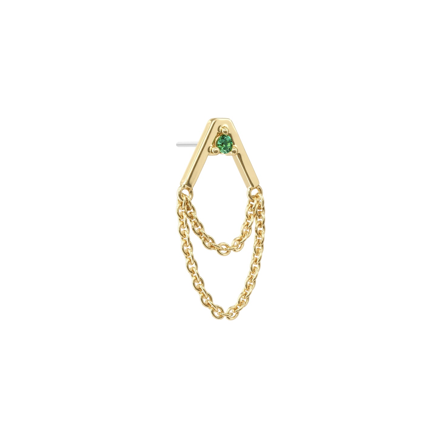 14K Gold Emerald Apex Chain Threadless End