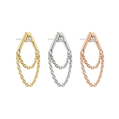 14K Gold Diamond Apex Chain Threadless End