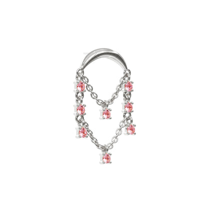14K Gold Pink Tourmaline Chandelier Chain Threadless End