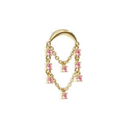 14K Gold Pink Tourmaline Chandelier Chain Threadless End