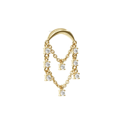 14K Gold Diamond Chandelier Chain Threadless End