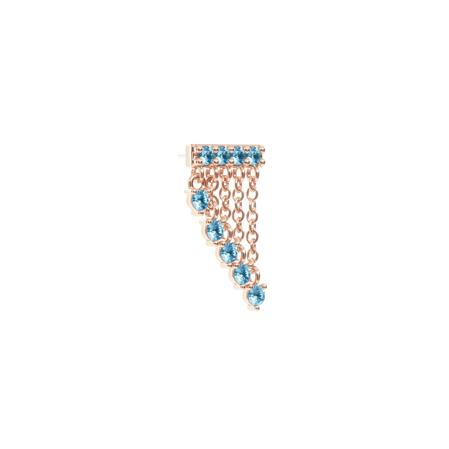 14K Gold Blue Topaz Bar Cascade Chain Threadless End