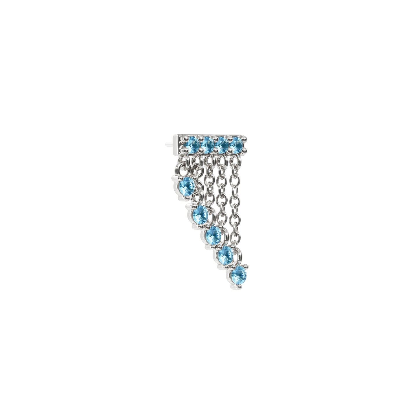 14K Gold Blue Topaz Bar Cascade Chain Threadless End