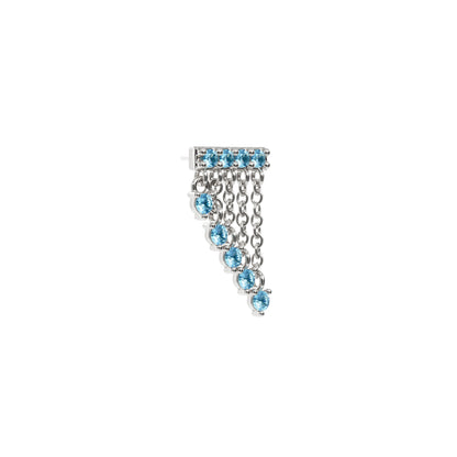 14K Gold Blue Topaz Bar Cascade Chain Threadless End