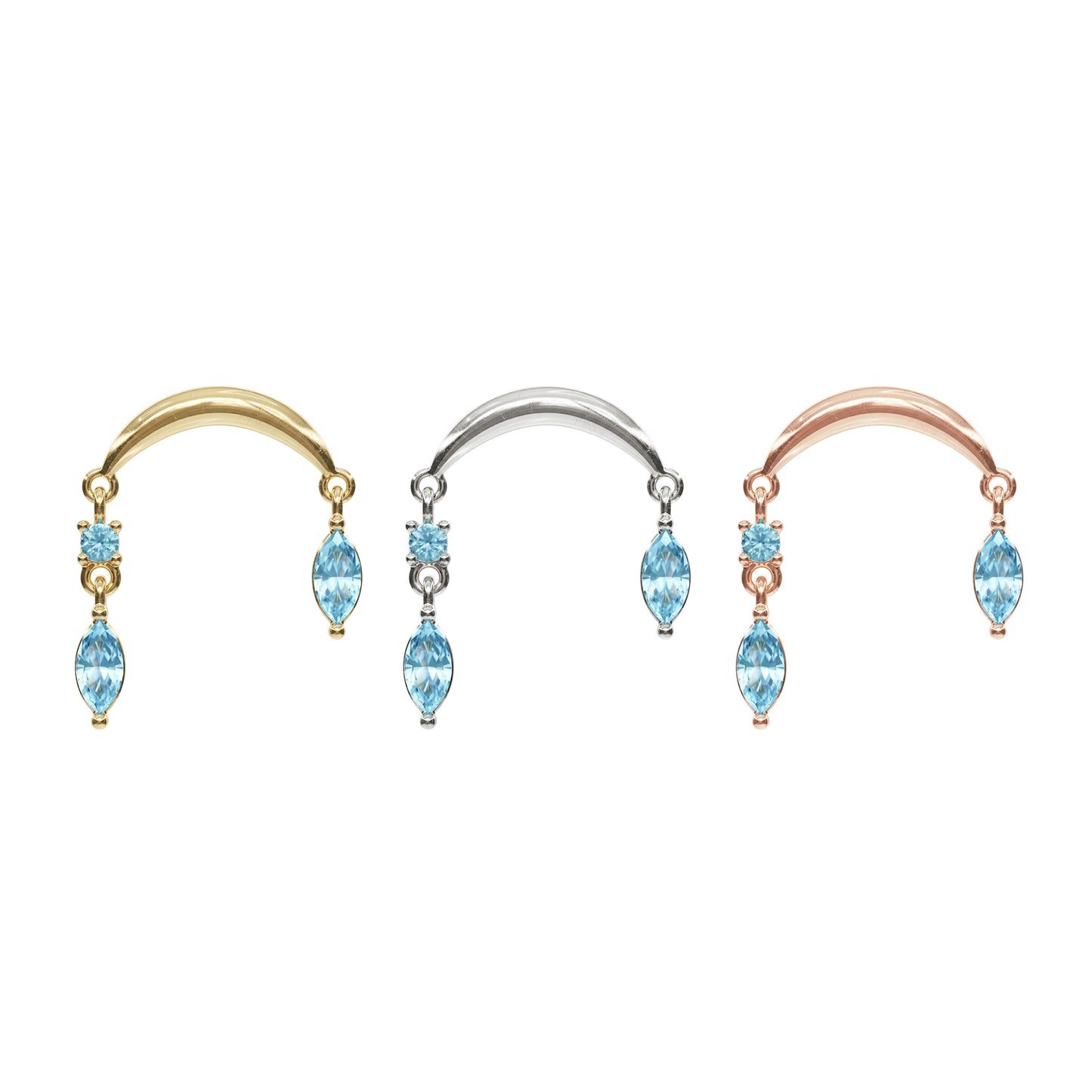 14K Gold Marquise Blue Topaz Drop Threadless End