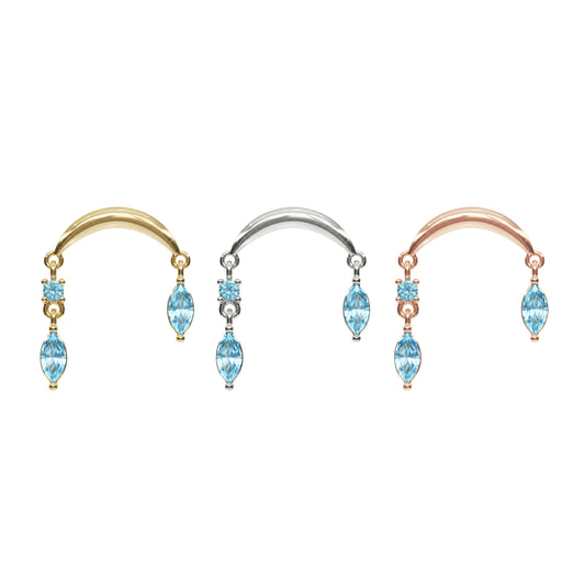14K Gold Marquise Blue Topaz Drop Threadless End