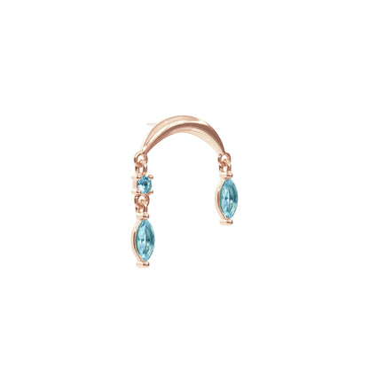 14K Gold Marquise Blue Topaz Drop Threadless End
