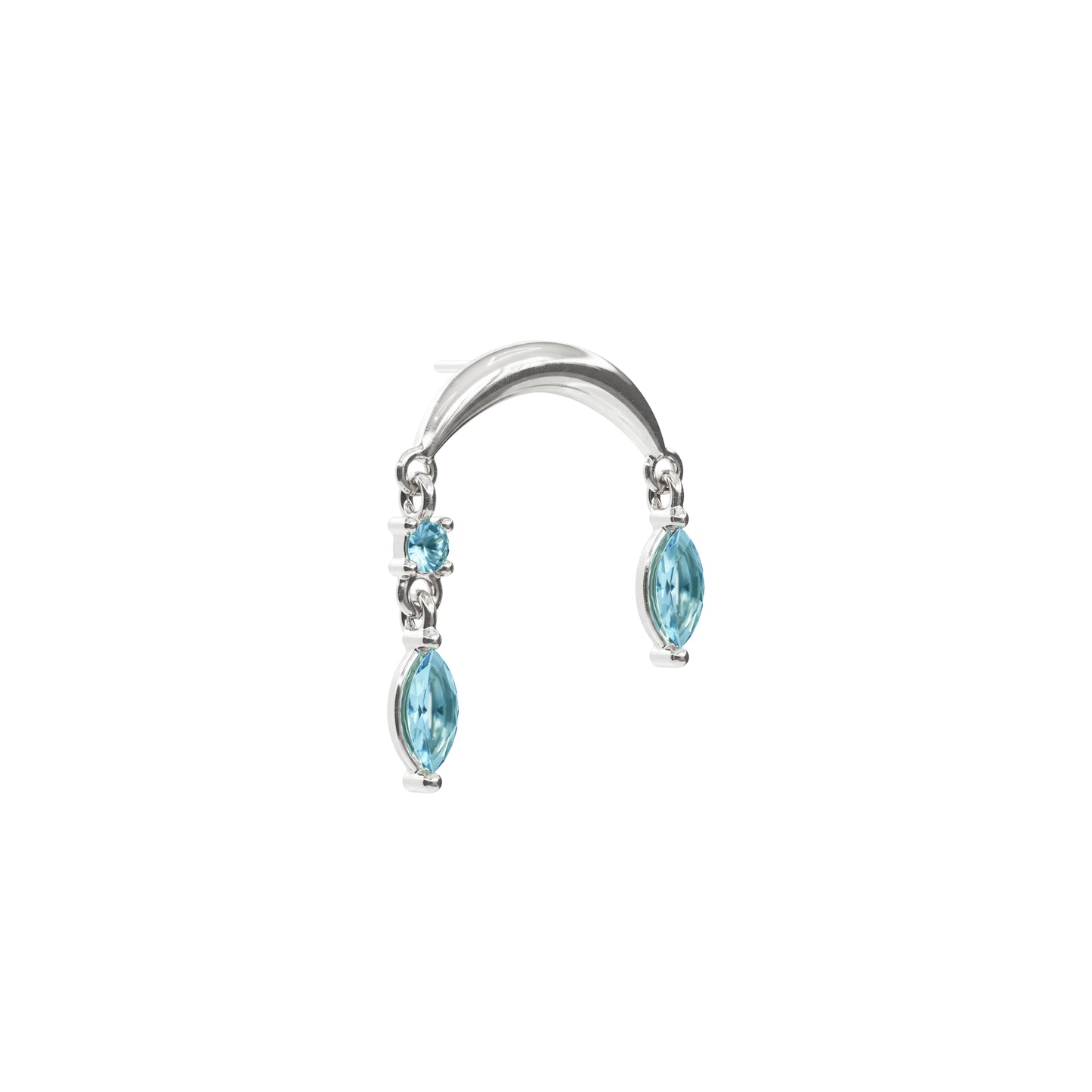 14K Gold Marquise Blue Topaz Drop Threadless End