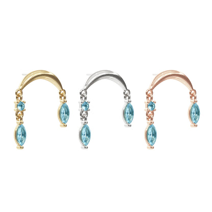 14K Gold Marquise Blue Topaz Drop Threadless End