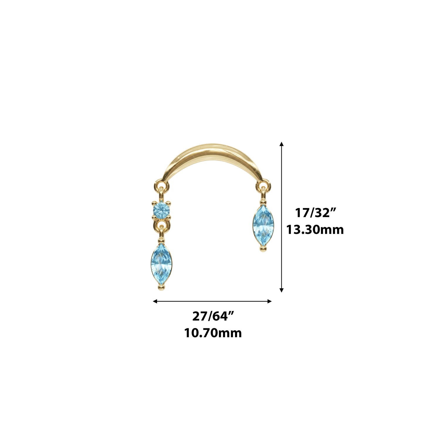 14K Gold Marquise Blue Topaz Drop Threadless End