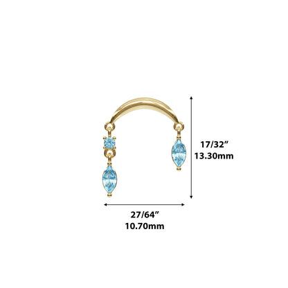 14K Gold Marquise Blue Topaz Drop Threadless End