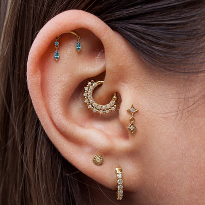 14K Gold Marquise Blue Topaz Drop Threadless End