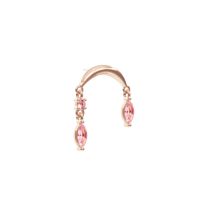 14K Gold Marquise Pink Tourmaline Drop Threadless End