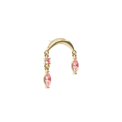 14K Gold Marquise Pink Tourmaline Drop Threadless End