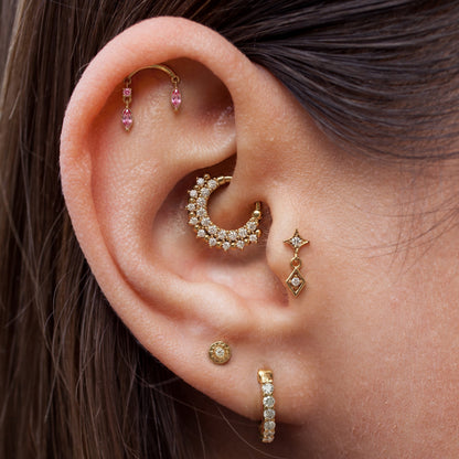 14K Gold Marquise Pink Tourmaline Drop Threadless End
