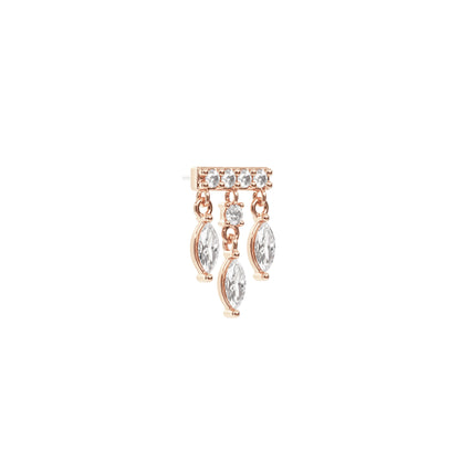 14K Gold Marquise Diamond Bar Threadless End
