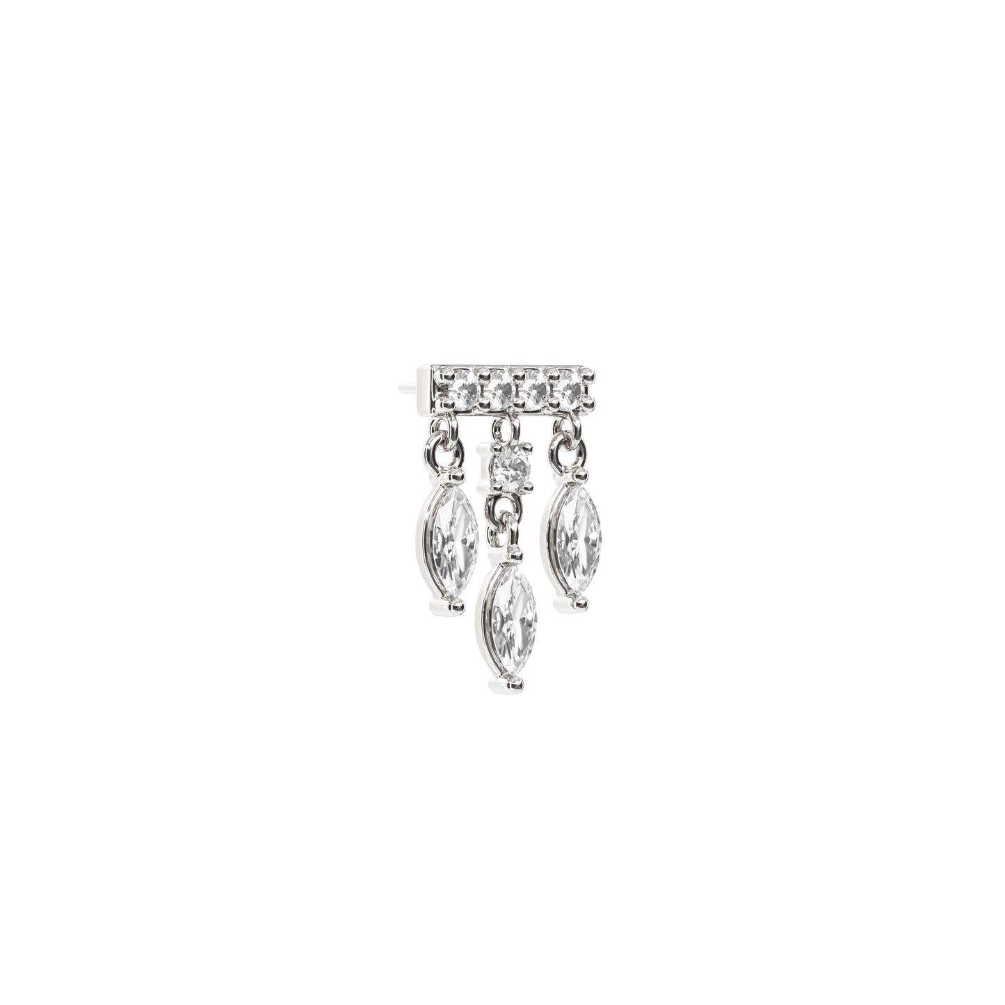 14K Gold Marquise Diamond Bar Threadless End