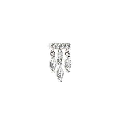 14K Gold Marquise Diamond Bar Threadless End