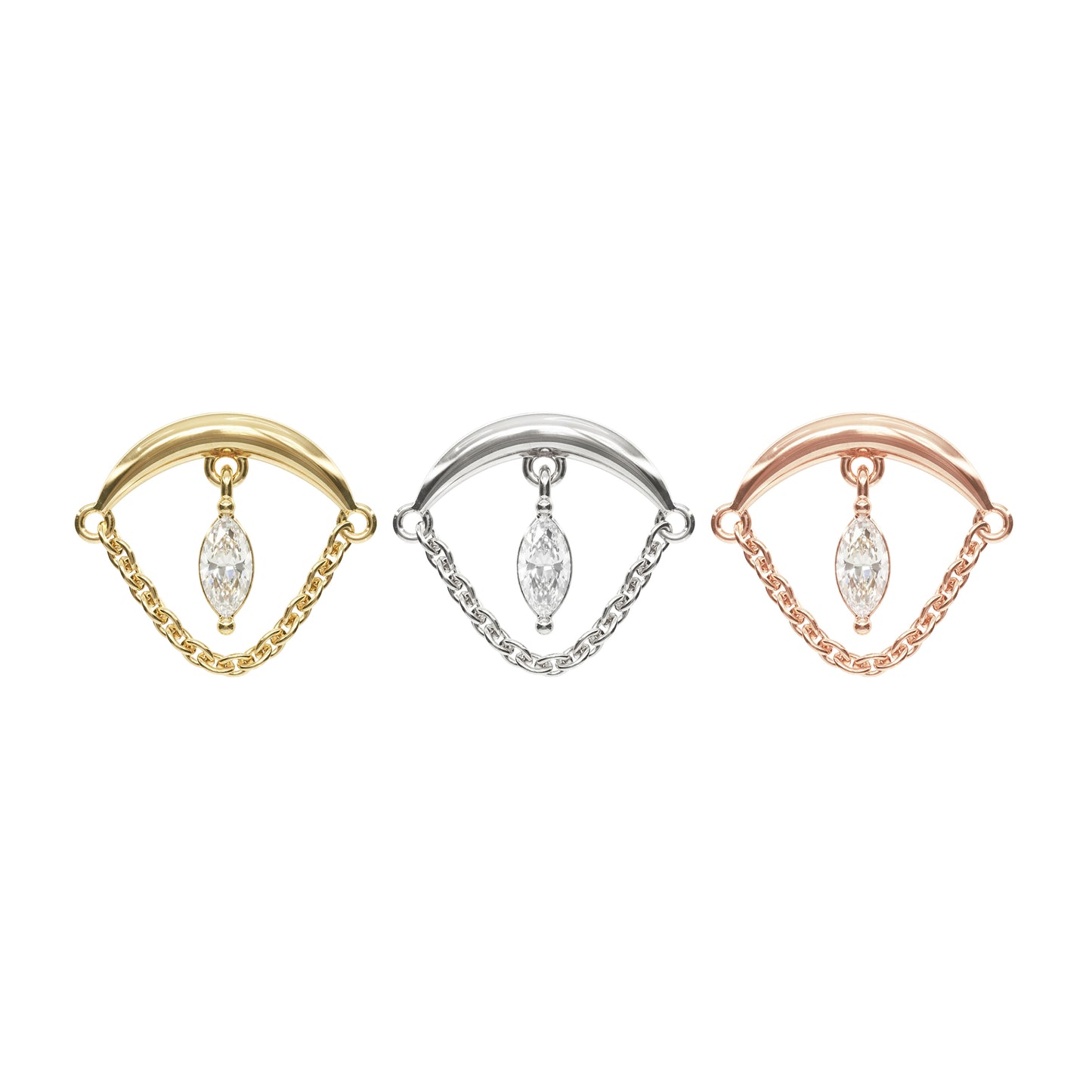 14K Gold Marquise Diamond Chain Threadless End