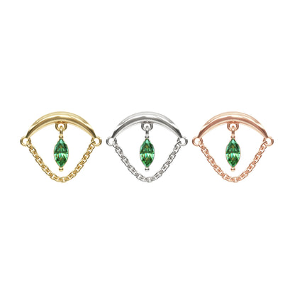 14K Gold Marquise Emerald Chain Threadless End