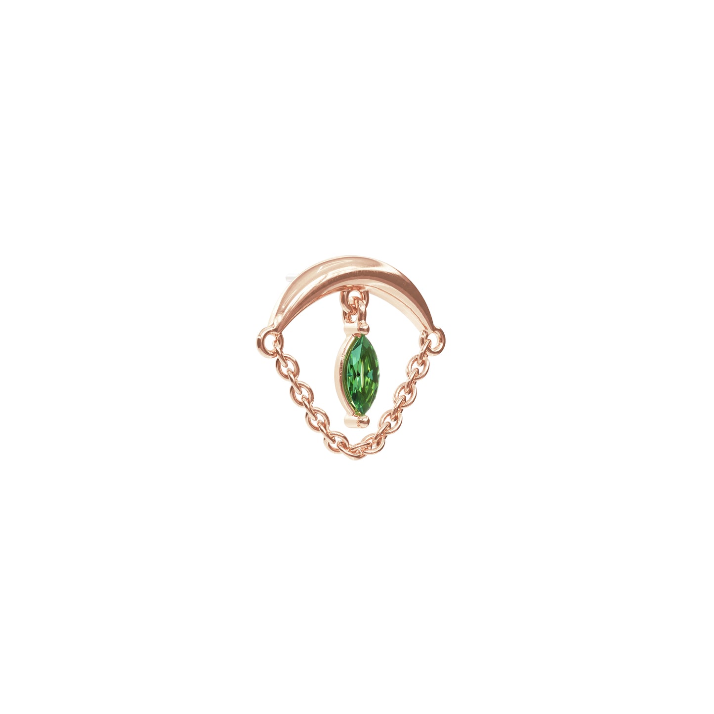 14K Gold Marquise Emerald Chain Threadless End