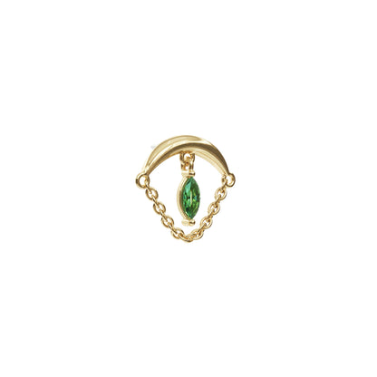 14K Gold Marquise Emerald Chain Threadless End
