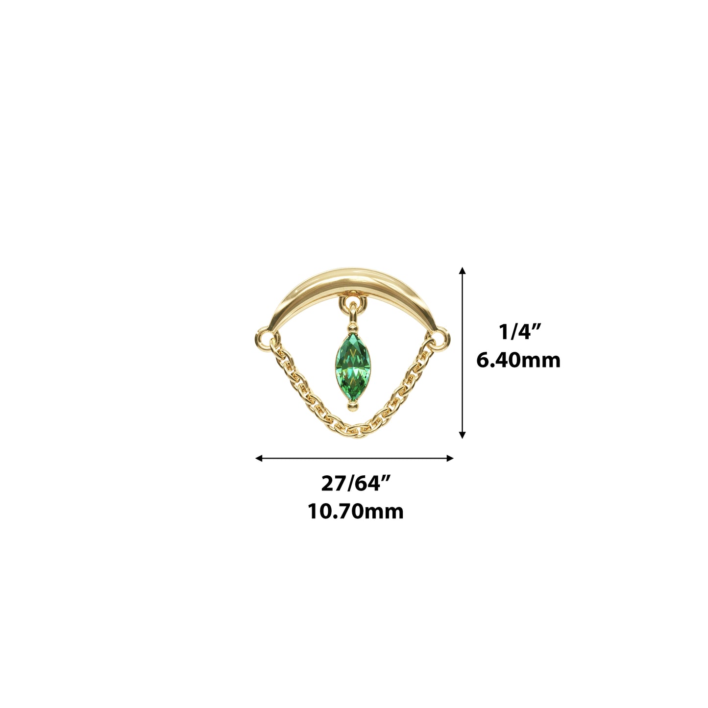 14K Gold Marquise Emerald Chain Threadless End