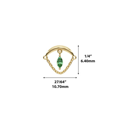 14K Gold Marquise Emerald Chain Threadless End