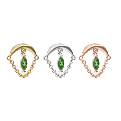 14K Gold Marquise Emerald Chain Threadless End