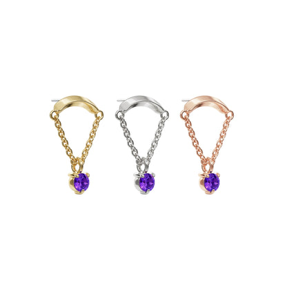 14K Gold Amethyst Chain Threadless End