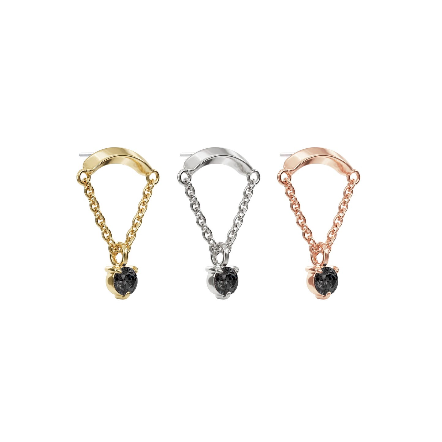 14K Gold Black Diamond Chain Threadless End