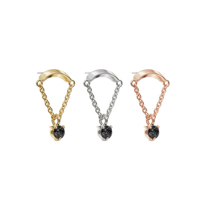 14K Gold Black Diamond Chain Threadless End