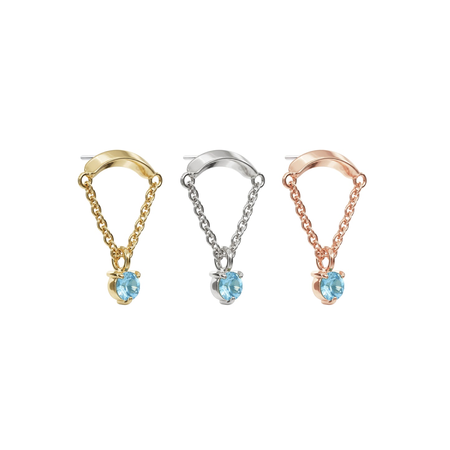 14K Gold Blue Topaz Chain Threadless End