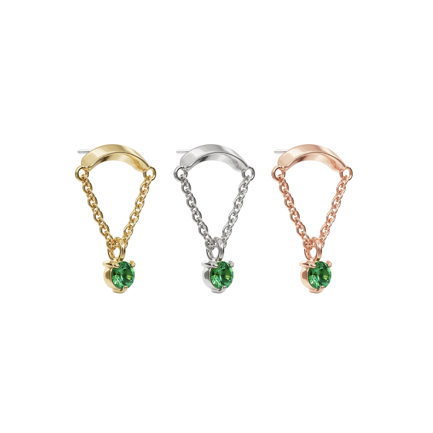 14K Gold Emerald Chain Threadless End