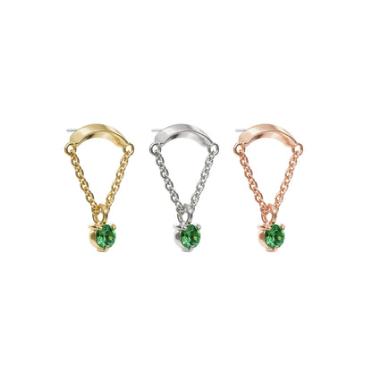 14K Gold Emerald Chain Threadless End