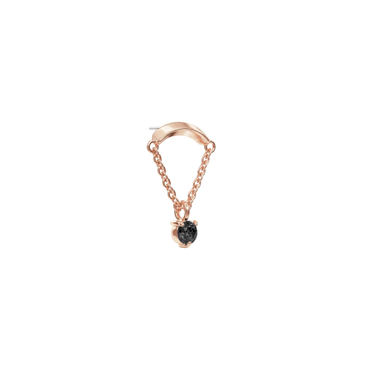 14K Gold Black Diamond Chain Threadless End