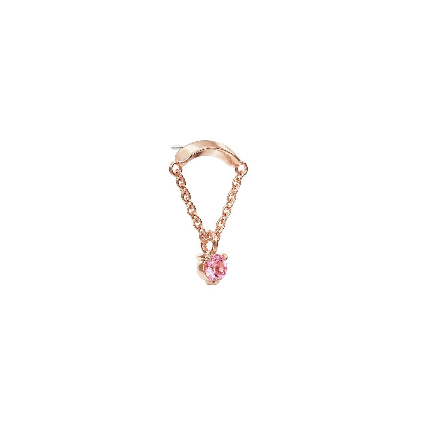 14K Gold Pink Tourmaline Chain Threadless End